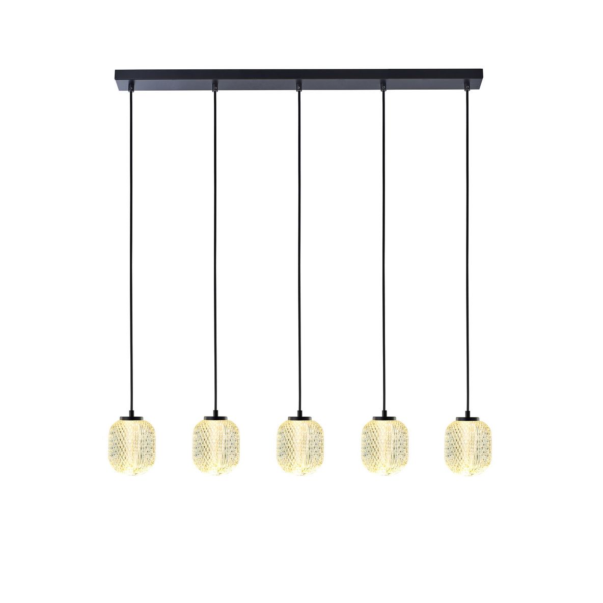 ETH Kristel 5-Lichts Hanglamp Balk 05-HL4592-30 Zwart/Helder De Laatste - De Smid Verlichting