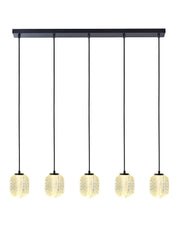 ETH Kristel 5-Lichts Hanglamp Balk 05-HL4592-30 Zwart/Helder De laatste Showroom model NU
