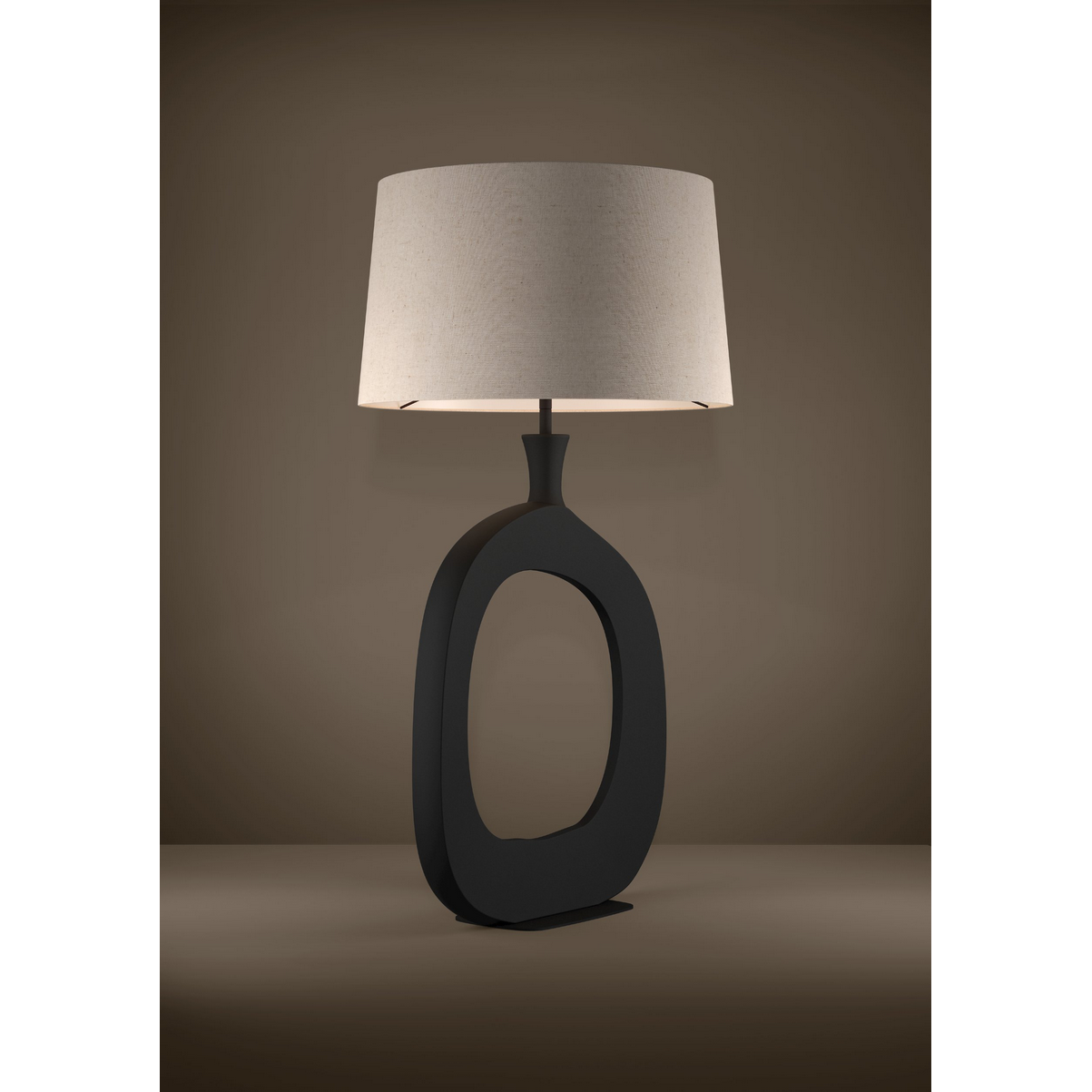 Eglo 390424 Diezma Tafellamp met stoffenkap Zwart-Bruin/Linnen Naturel - De Smid Verlichting