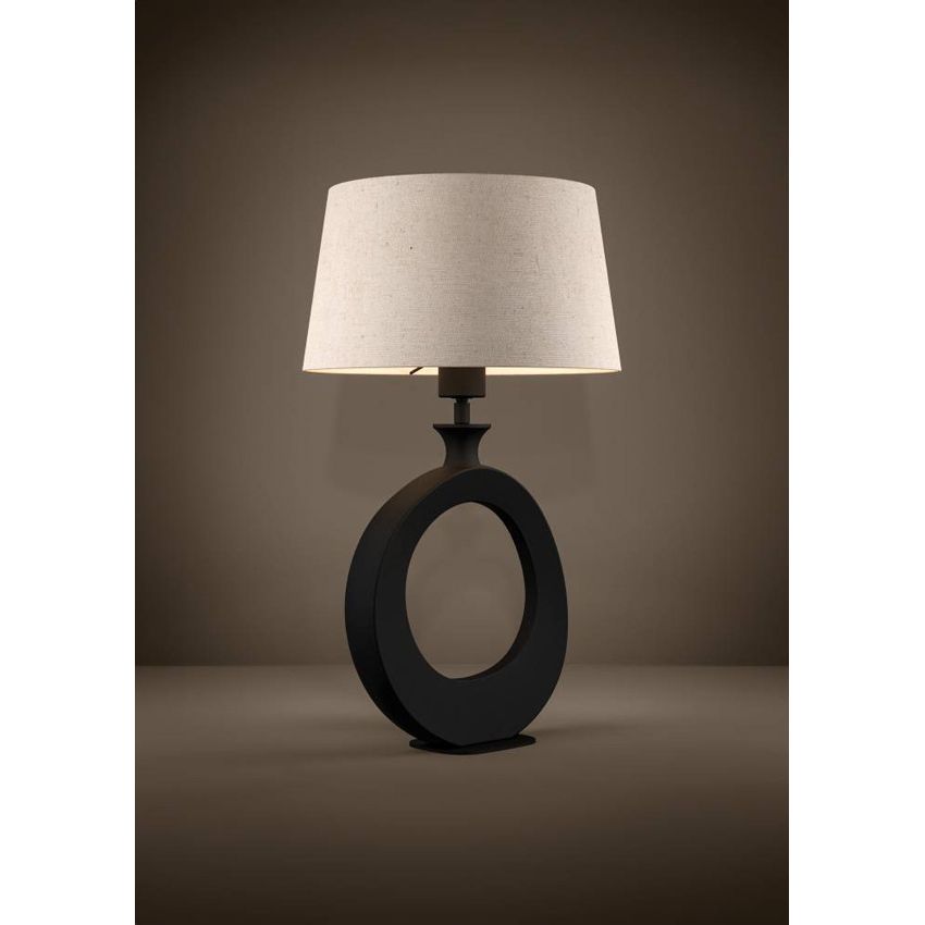 Eglo 390423 Diezma Tafellamp met stoffenkap H52,5cm Zwart-Bruin/Linnen Naturel - De Smid Verlichting