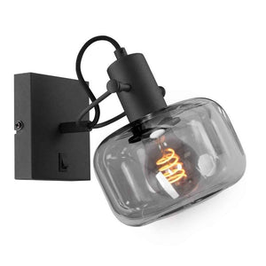 Steinhauer 3864ZW Glaslic Wandlamp Zwart/Smoke Glas