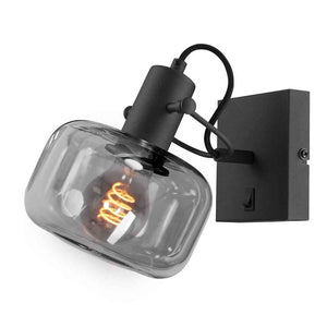 Steinhauer 3864ZW Glaslic Wandlamp Zwart/Smoke Glas
