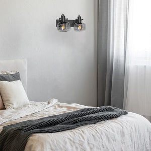 Steinhauer 3865ZW Glaslic 2-Lichts Wandlamp Zwart/Smoke Glas