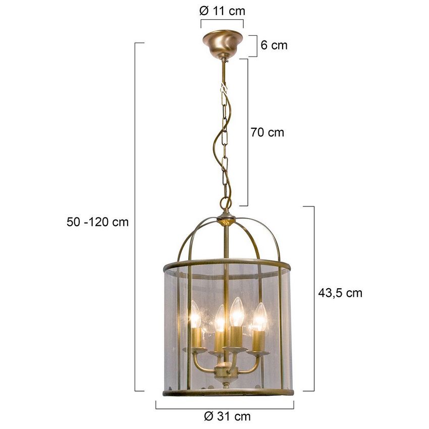Steinhauer 5972BR Pimpernel 4-Lichts hanglamp Brons
