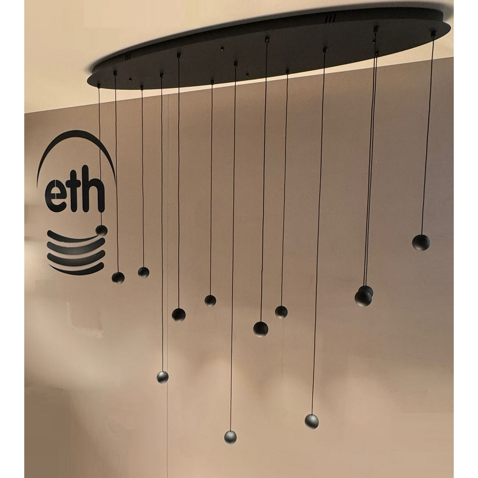 ETH 05-HL4513-30 Grace 13-Lichts Hanglamp Ovaal 4680Lumen Zwart - De Smid Verlichting