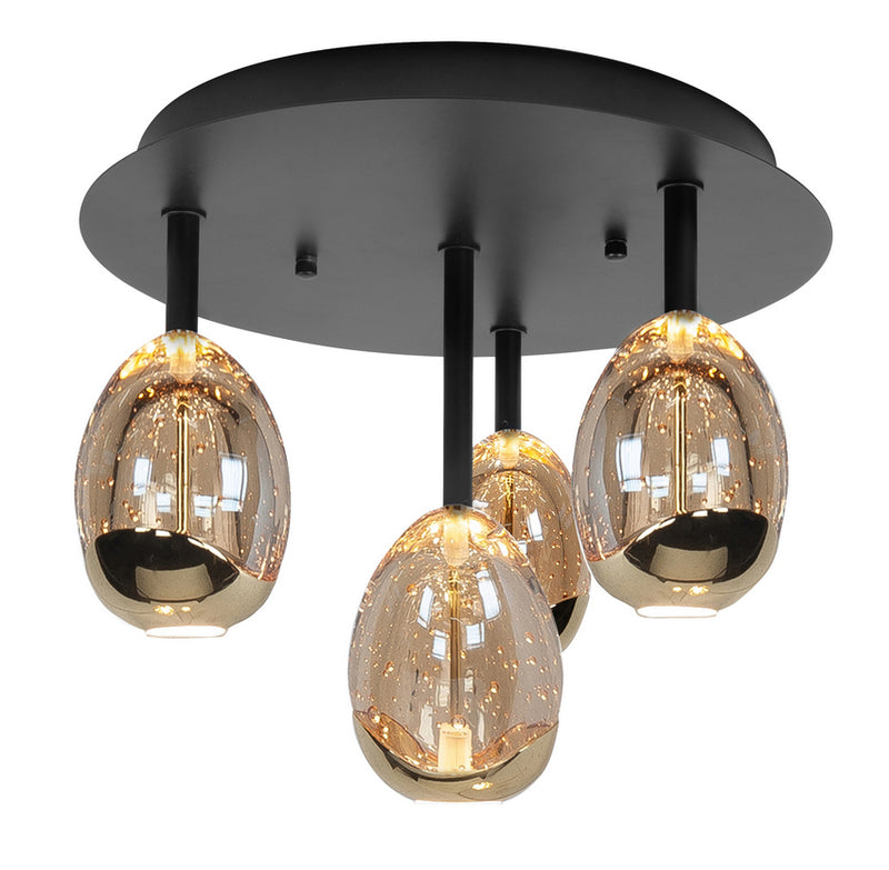 Highlight Plafonnière 4-Lichts Golden Egg Zwart/Goud