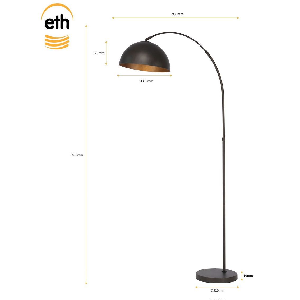 Daan Boog Vloerlamp 1xE27 Anodic brown - De Smid Verlichting