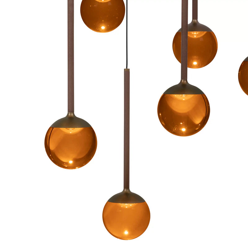 Lucide CALINA Premium Ovale 12-Lichts Hanglamp – LED – Dimbaar – Koffiekleur