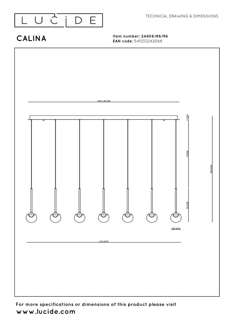 Lucide CALINA Premium Ovale 12-Lichts Hanglamp – LED – Dimbaar – Koffiekleur