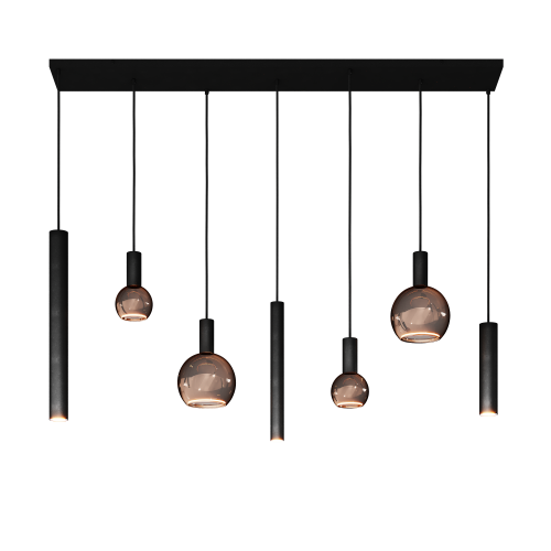 Ztahl Riva hanglamp 7- Lichts 4300-9005 Zwart