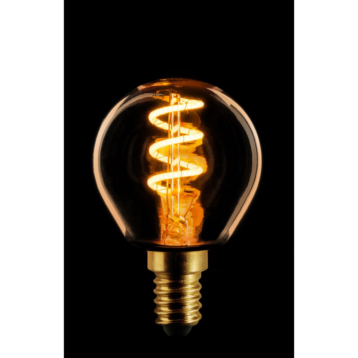 Led spiraal filament kogel E14 4W 3-stappen dimbaar Goud/Flame 2200k - De Smid Verlichting