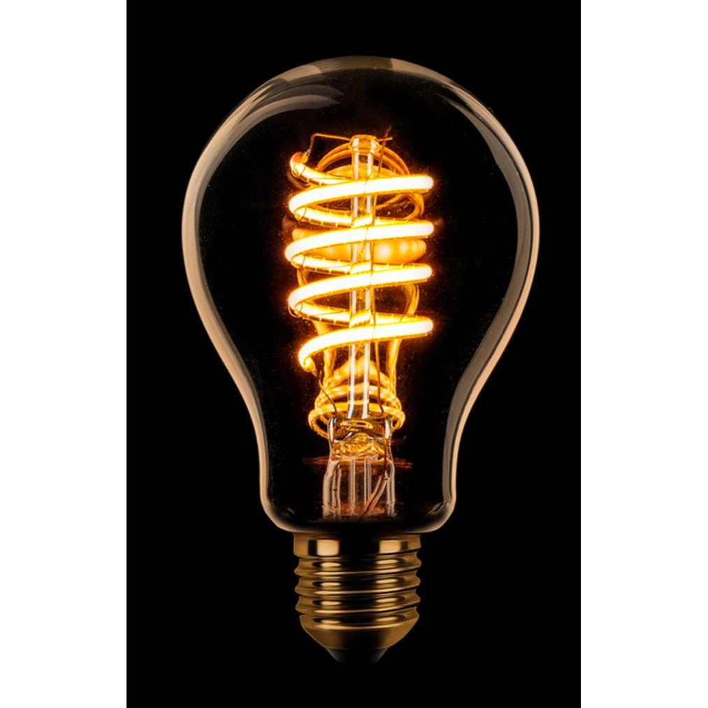Standaardlamp Filament spiraal A60 LED 7w E27 240v 2200k 3-stappen dimbaar Goud/Flame - De Smid Verlichting