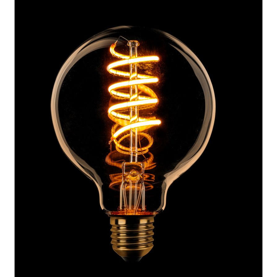 Globe Filament spiraal G80 LED 7w E27 240v 2200k 3-stappen dimbaar Goud/Flame - De Smid Verlichting