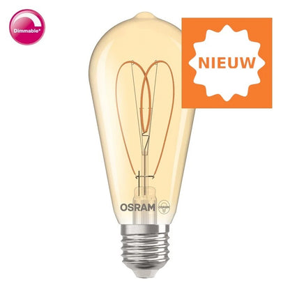 Osram 1906 Vintage Edison ST64 Heart LED lichtbron E27 4,9watt Gold 2200K
