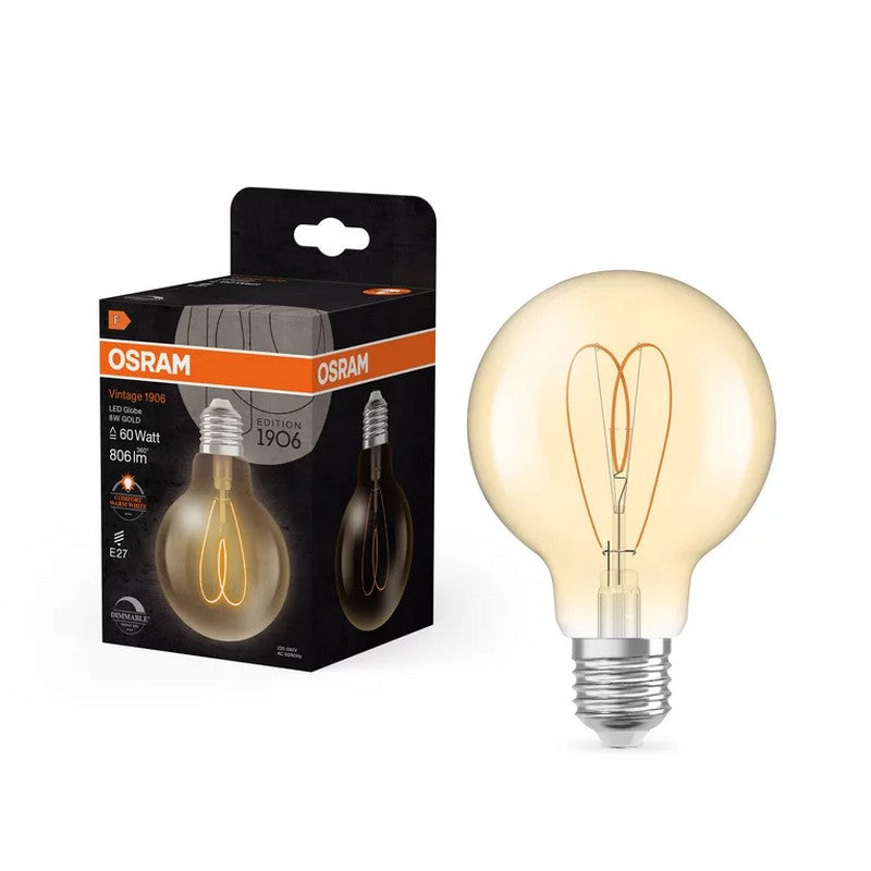 Osram G80 1906 Vintage Globe Bol LED Heart lichtbron E27 8watt Gold 2200K