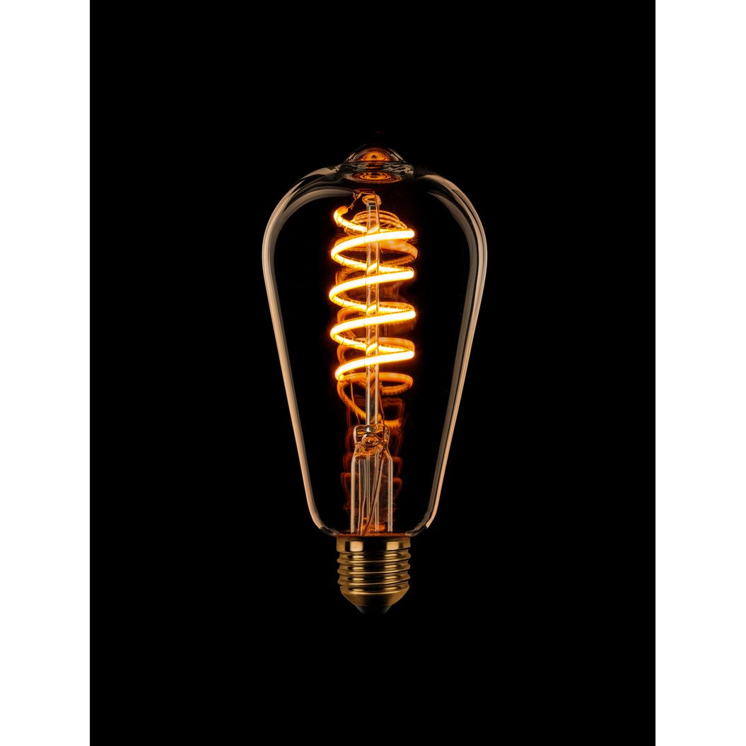 Edison ST64 Filament spiraal LED 7,5w E27 240v 2200k dimbaar Goud/Flame - De Smid Verlichting