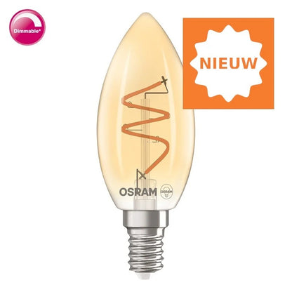 Osram Vintage Deco 1906 Spiraal Kaarslamp Led CLB25H/ 3,5Watt E14 Dimbaar Gold