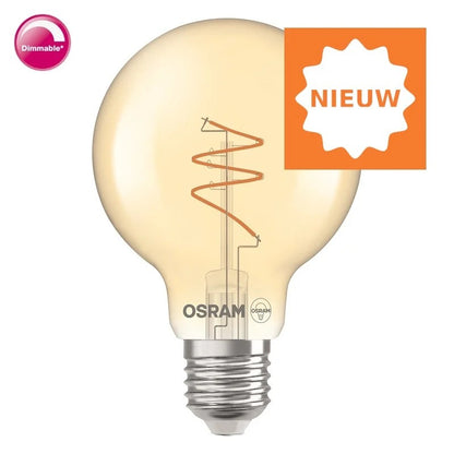 Osram Vintage Deco 1906 Spiraal Globe lamp Led G80 / 4,9Watt E27 Dimbaar Gold