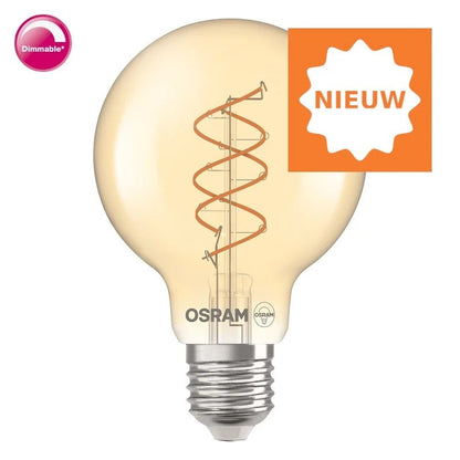 Osram Vintage Deco 1906 Spiraal Globe lamp Led G80 / 8Watt E27 Dimbaar Gold