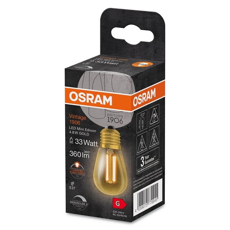 Osram Vintage 1906 Filament ST45 LED lamp 4,8 Watt E27 LED 2200K Gold