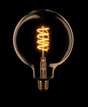 Globe Bol G125 Filament spiraal LED 7,5w E27 240v 2200k dimbaar Goud/Flame
