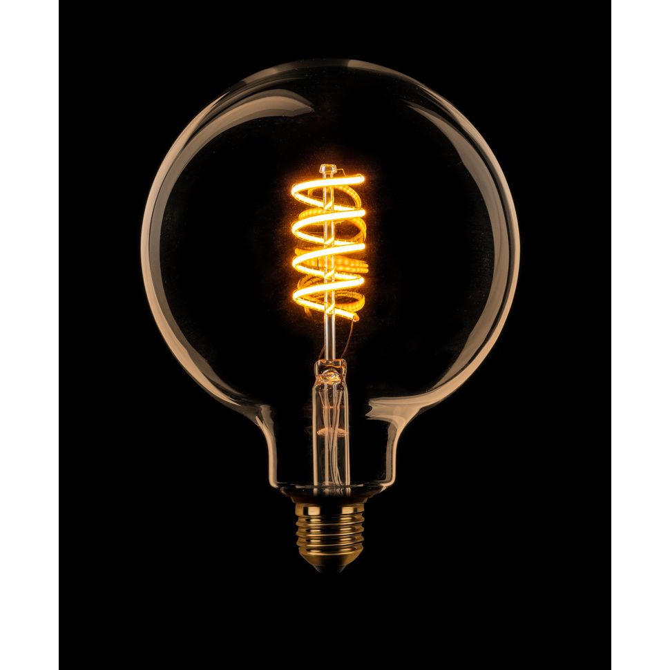 Globe Bol G125 Filament spiraal LED 7,5w E27 240v 2200k dimbaar Goud/Flame - De Smid Verlichting