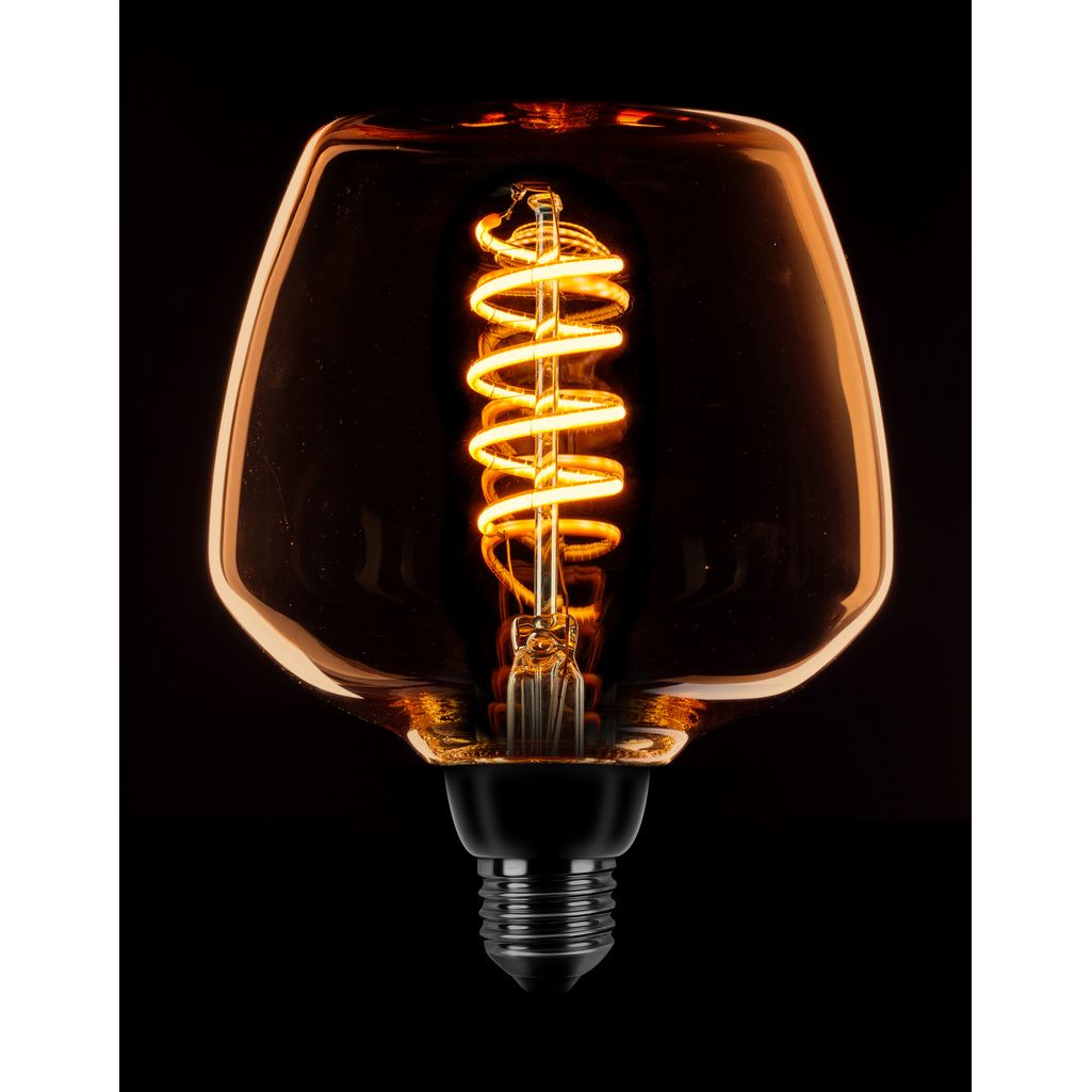 Globe bol lamp 23F Filament spiraal LED 7,5w E27 240v 2200k dimbaar Goud/Flame - De Smid Verlichting