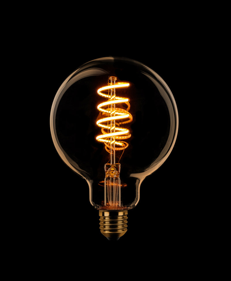 Globe bol G95 Filament spiraal LED lamp 4watt E27 dimbaar Goud/Flame