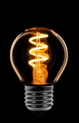 Led spiraal Kogellamp P45 E27 4W dimtone van 2700K naar 2200K Goud/Flame