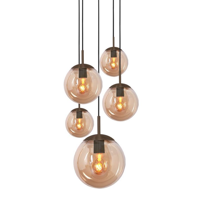 Steinhauer Vide Hanglamp Bollique 2730CA Cacao 5 lichts E27 fitting