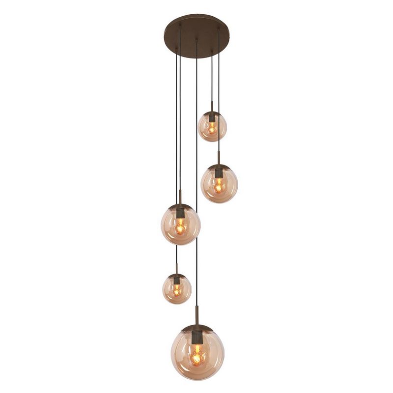 Steinhauer Vide Hanglamp Bollique 2730CA Cacao 5 lichts E27 fitting