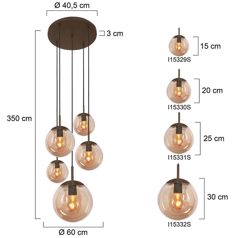 Steinhauer Vide Hanglamp Bollique 2730CA Cacao 5 lichts E27 fitting