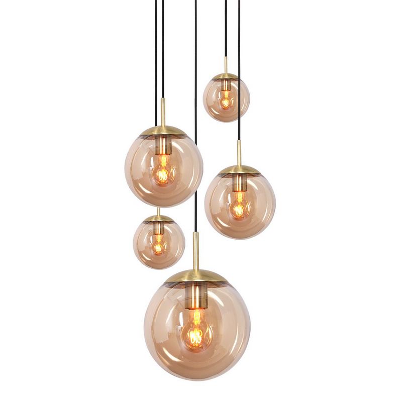 Steinhauer Vide Hanglamp Bollique 2730ME Mat Messing 5-lichts E27 fitting
