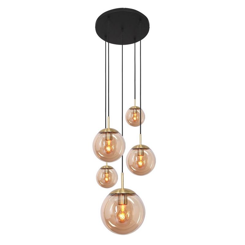 Steinhauer Vide Hanglamp Bollique 2730ME Mat Messing 5-lichts E27 fitting