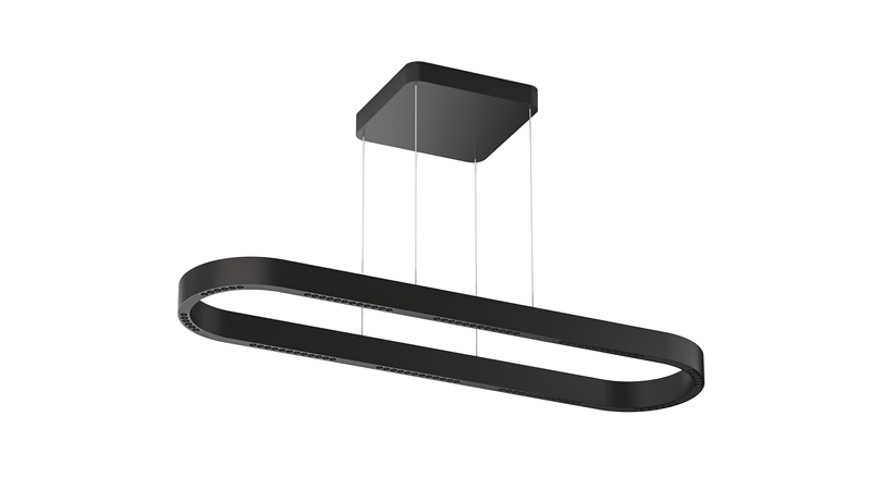 Highlight Hoogwaardige Ovale Hanglamp Loop 117cm Mat Zwart 100W 2700K LED dimbaar