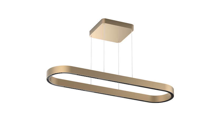 Highlight Hoogwaardige Ovale Hanglamp Loop 117cm Champagne Gold 100W 2700K LED dimbaar