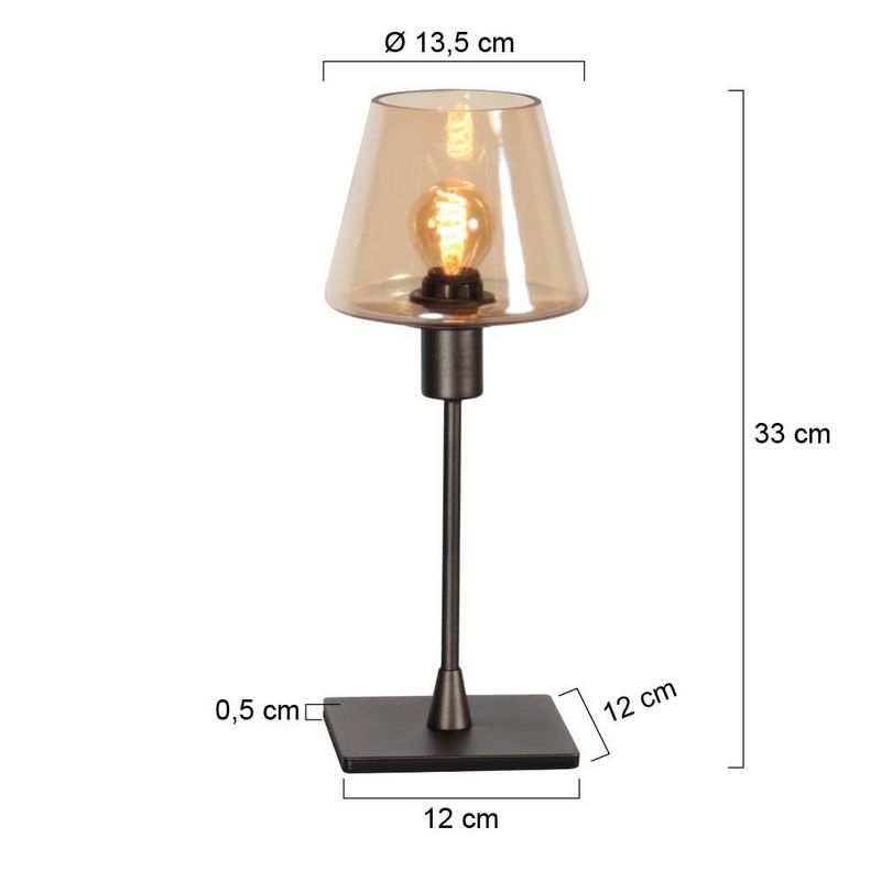 Steinhauer Ancilla Tafellamp Brons 3102CA Cacao/Amber Glas