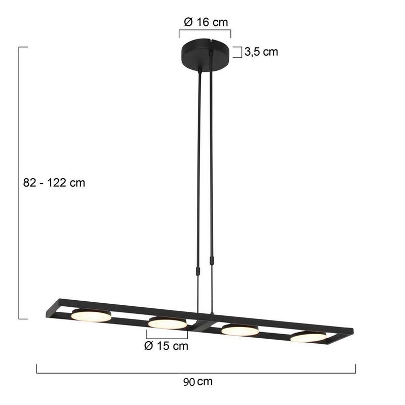 Steinhauer Soleil Flex 4-Lichts Hanglamp 3516ZW Zwart