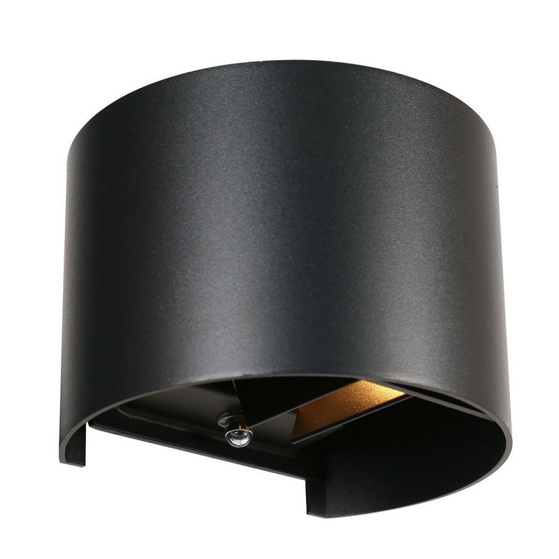 Logan Outdoor Rond Wandlamp met dag & nacht sensor Zwart