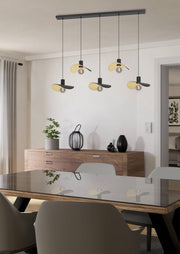Saceda 5-Lichts Hanglamp Balk Zwart-Goud De Laatste Showroom model