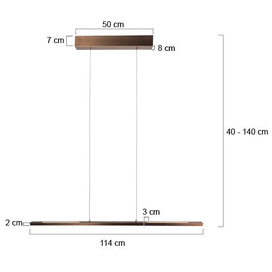 Bande LED Hanglamp 114cm met Cable lift Brons