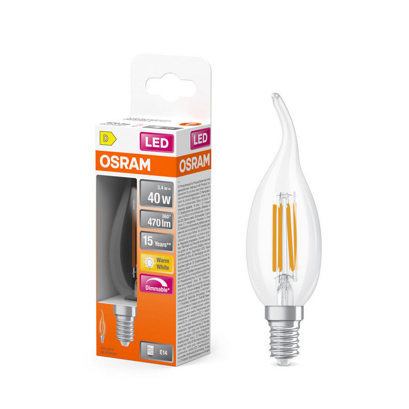 Osram Tipkaars lamp F-LED CLBA40H Dimbaar 3,4W 827 E14 Helder
