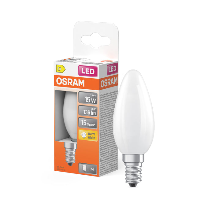 Osram Kaarslamp Mat F-LED CLB15M 1watt/15watt 827 E14