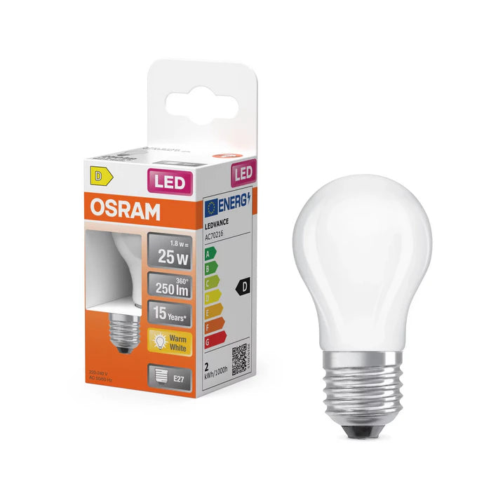 Osram Filament LED Kogellamp 1,8W/25W.Mat E27
