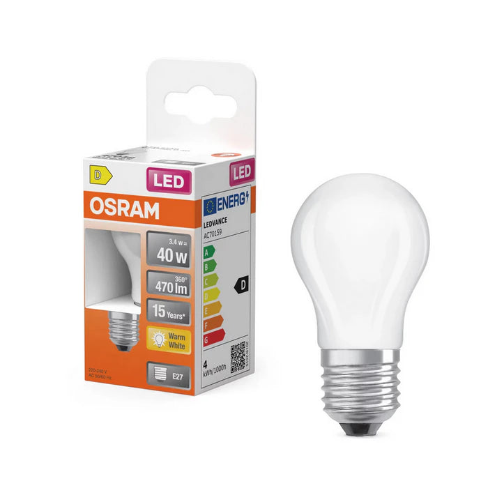 Osram LED Kogellamp 3,4w/E27 40watt MAT