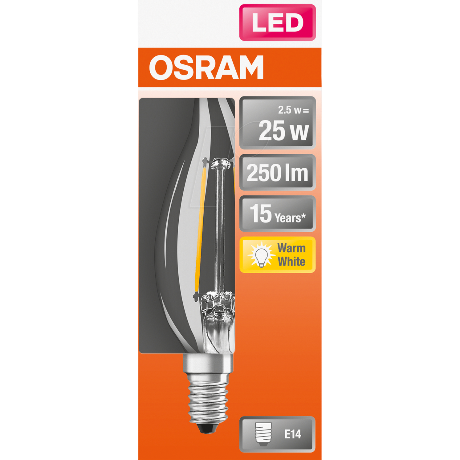 Osram Tipkaarslamp F-LED CLBA25H 2,5W 827 E14 - De Smid Verlichting