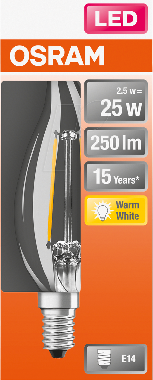 Osram Tipkaarslamp F-LED CLBA25H 2,5W 827 E14