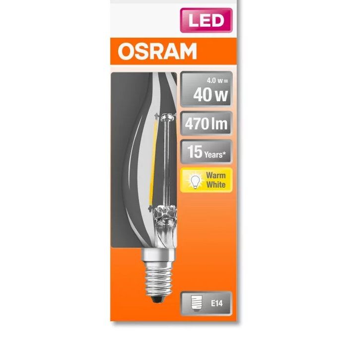 Osram Led Tipkaars F-LED CLBA40H 4,0W 827 E14 Helder - De Smid Verlichting