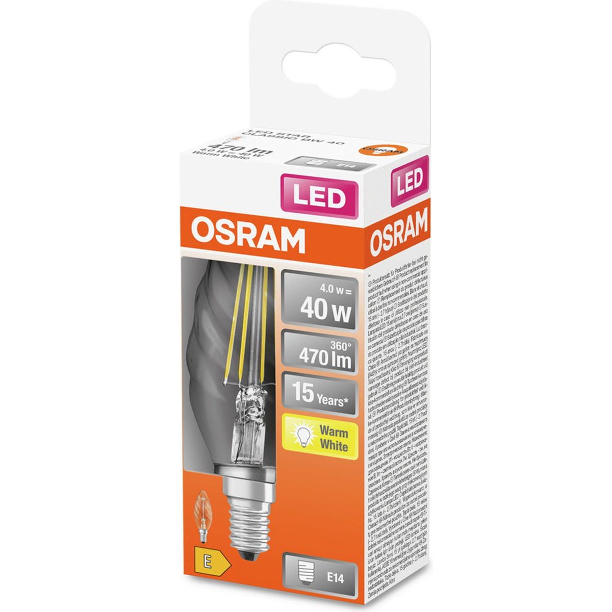 Osram Decoratieve kaarslamp F-LED CLBW40H 4,0W 827 E14 - De Smid Verlichting