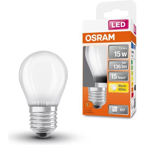 Osram Kogellamp F-LED CLP15M 1,5W 827 E27 - De Smid Verlichting